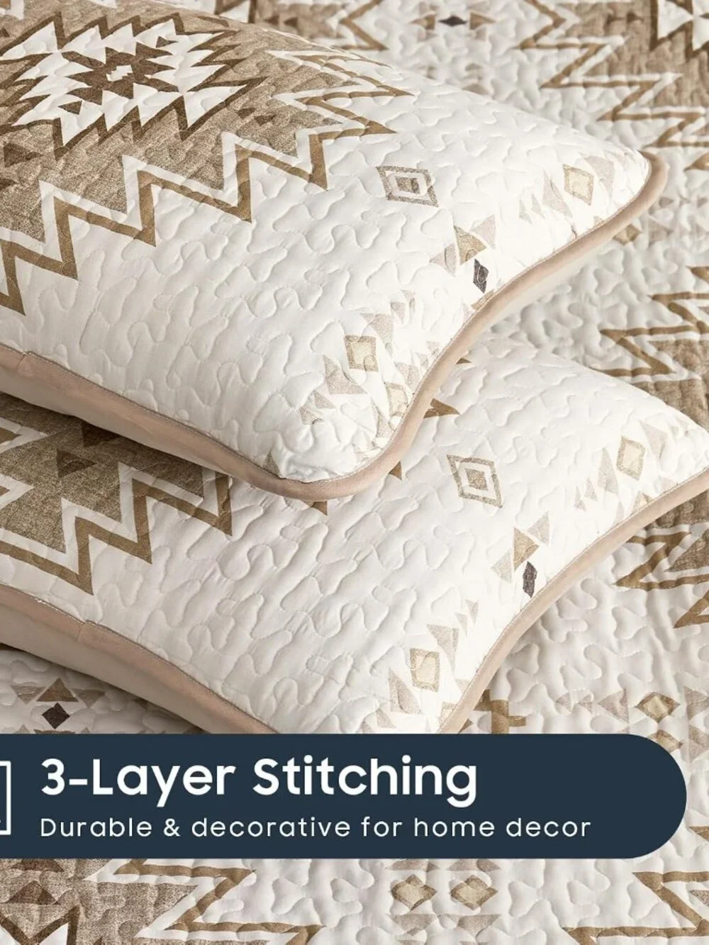 Southwestern Beige Aztec Farmhouse Quilt Set